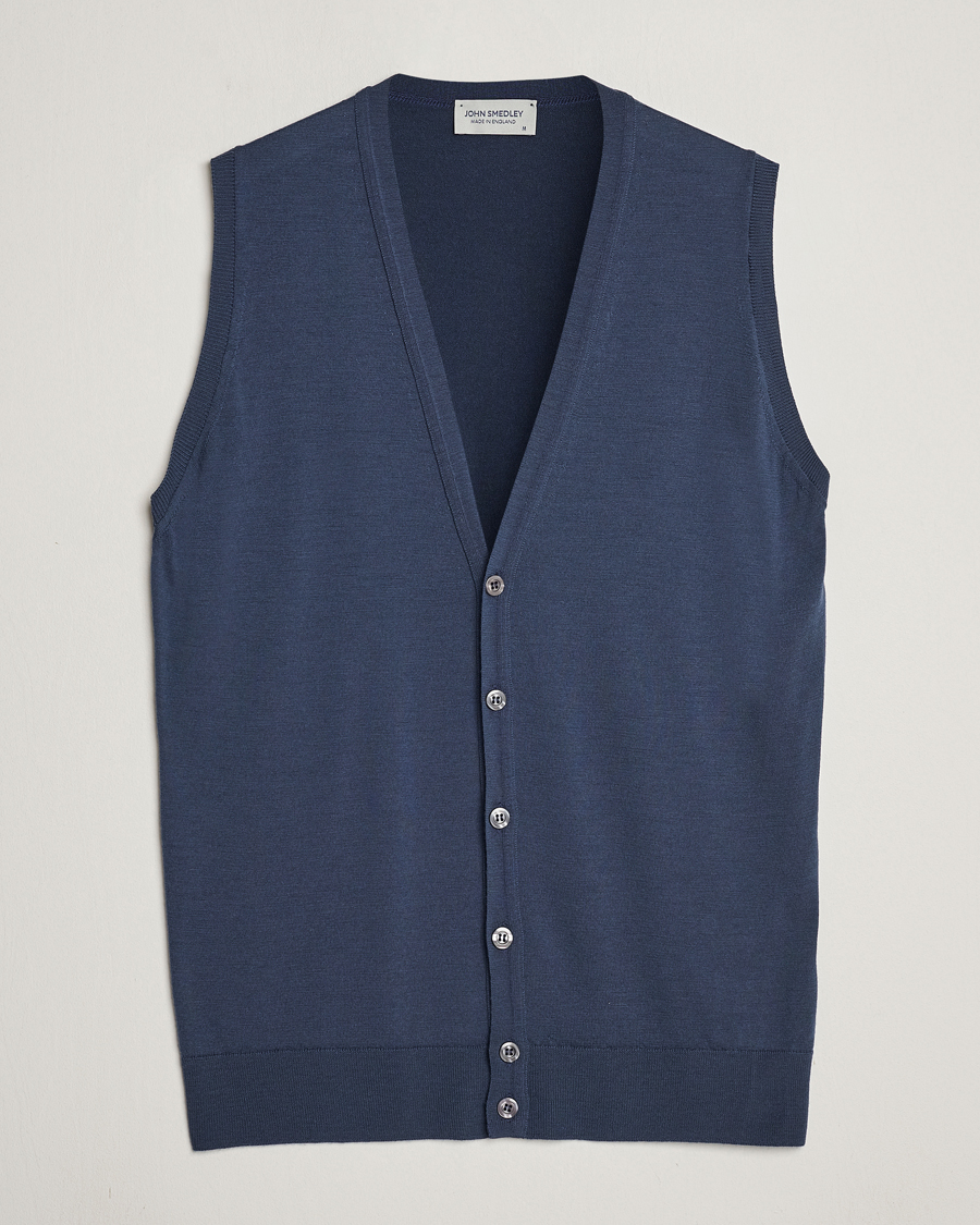 Herre | Trøjer | John Smedley | Huntswood Slim Fit Waistcoat Smoke Blue
