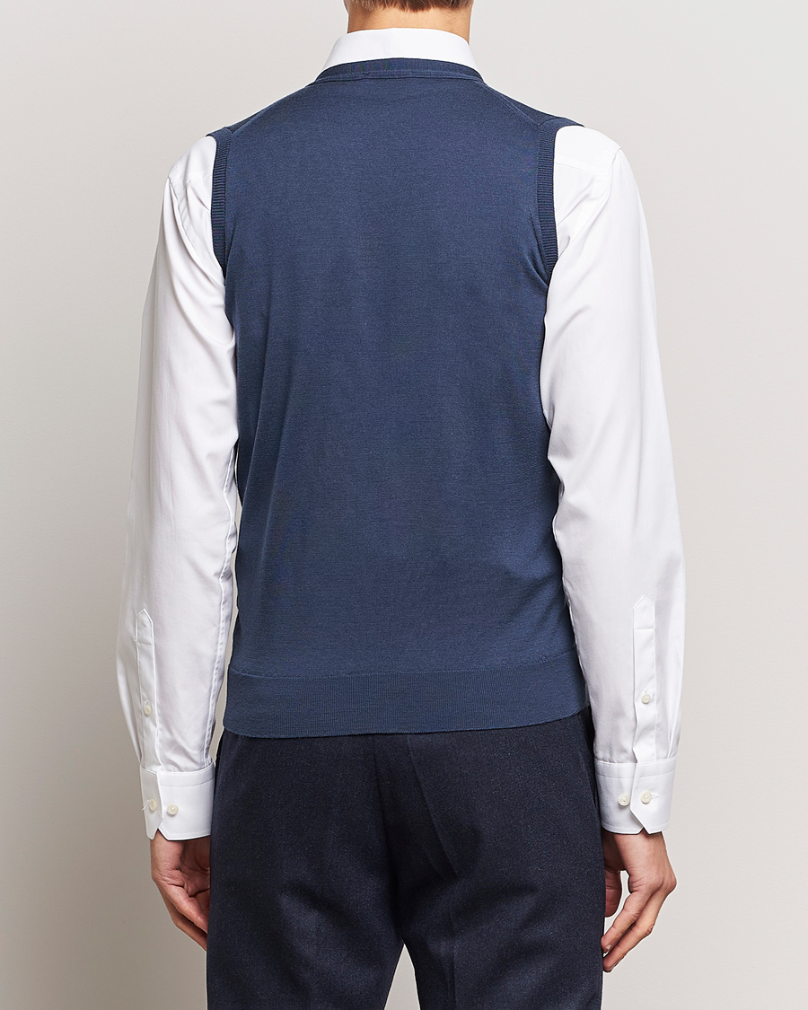 Herre | Trøjer | John Smedley | Huntswood Slim Fit Waistcoat Smoke Blue