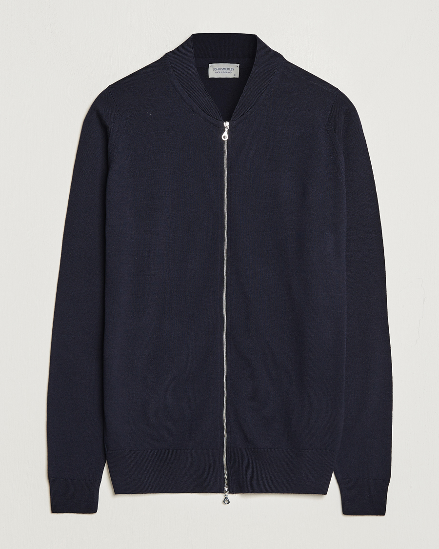 Herre | Trøjer | John Smedley | Maclean Extra Fine Merin Full Zip Midnight