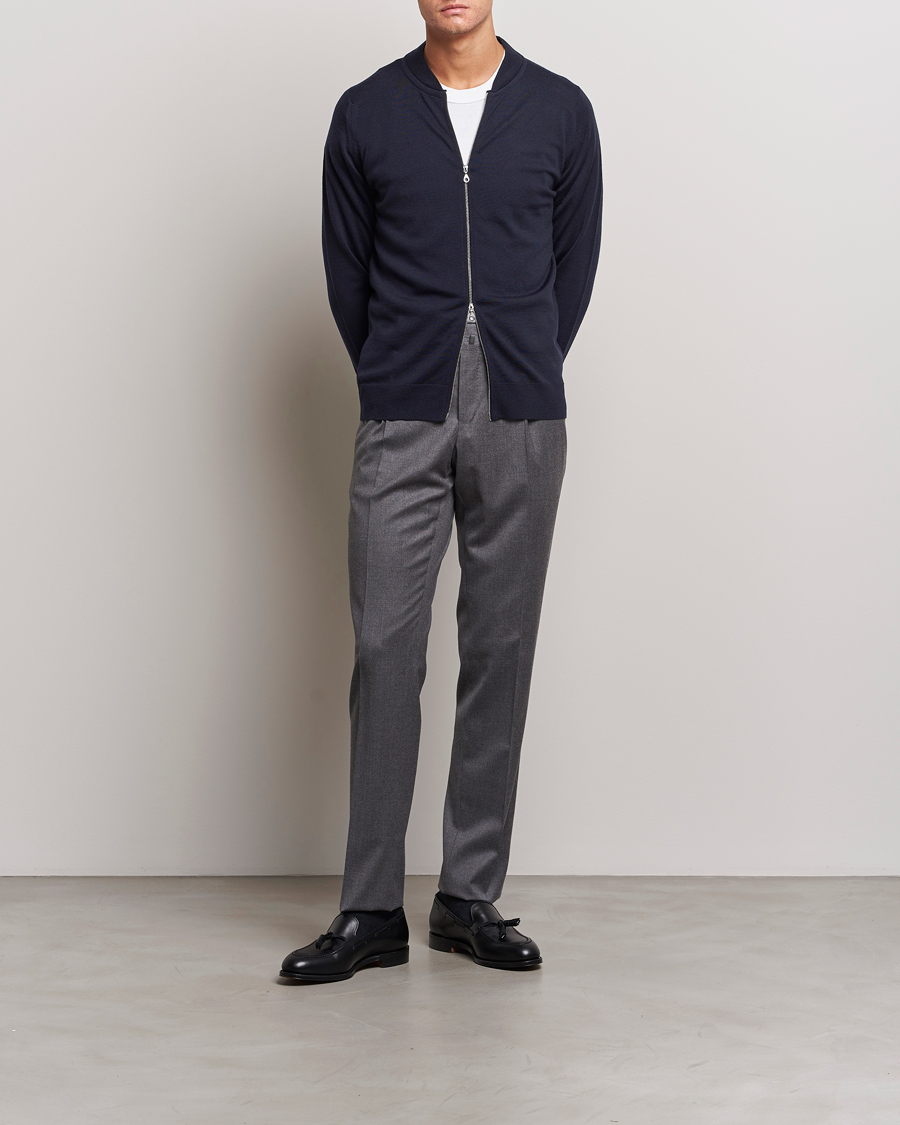 Herre | Trøjer | John Smedley | Maclean Extra Fine Merin Full Zip Midnight