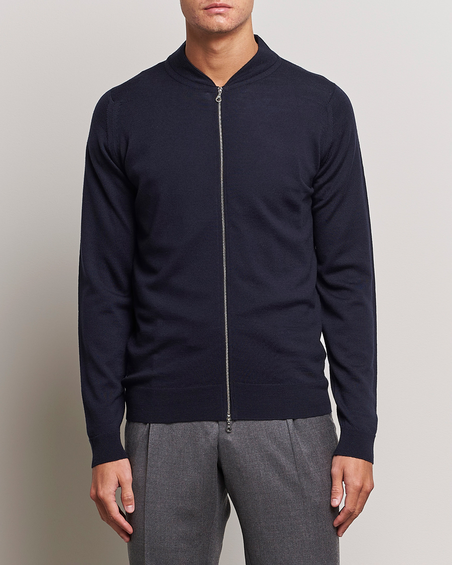 Herre | Full-zip | John Smedley | Maclean Extra Fine Merin Full Zip Midnight