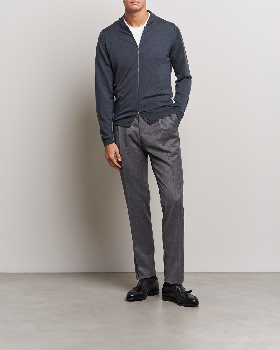 Herre | Trøjer | John Smedley | Maclean Extra Fine Merin Full Zip Slate Grey