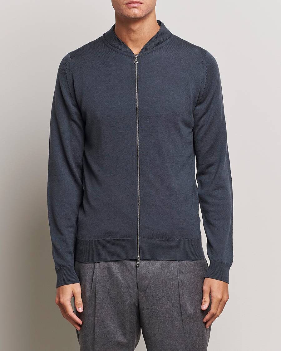Herre | Trøjer | John Smedley | Maclean Extra Fine Merin Full Zip Slate Grey