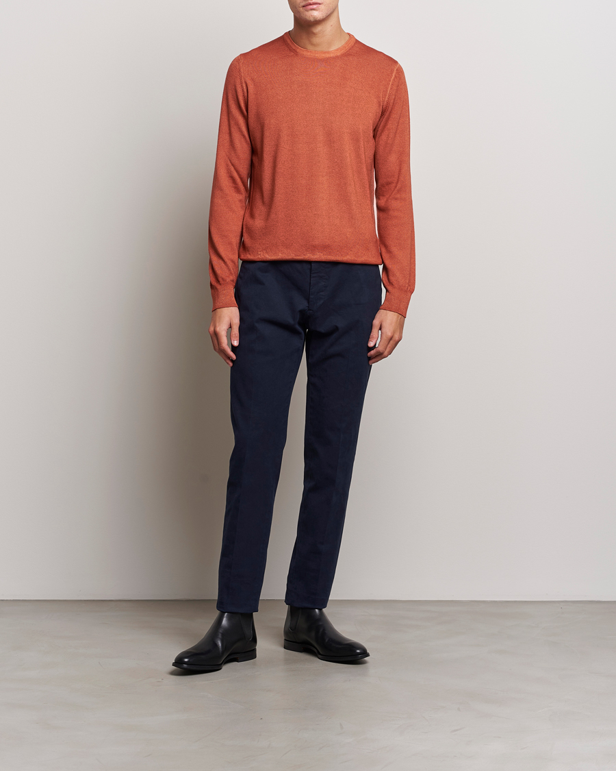 Herre | Trøjer | Gran Sasso | Vintage Merino Fashion Fit Crew Neck Pullover Rust