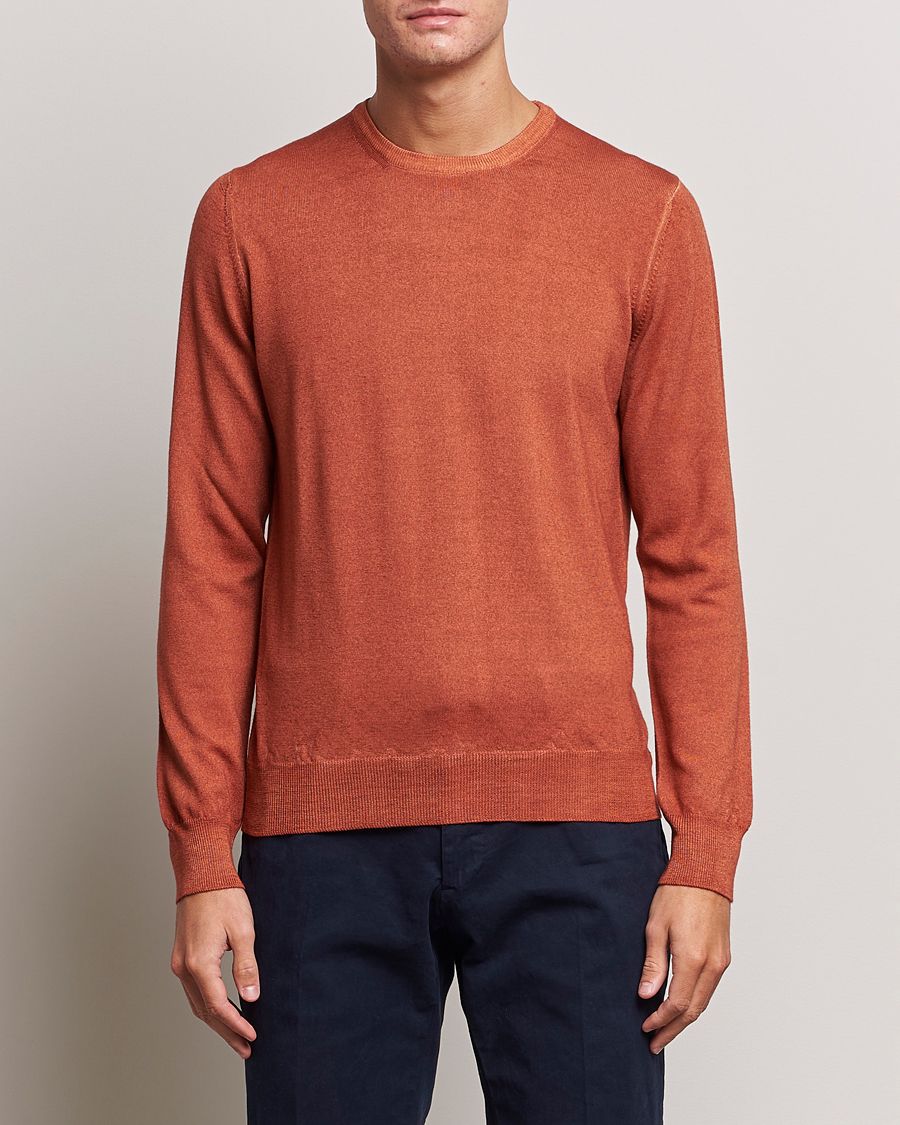 Herre | Trøjer | Gran Sasso | Vintage Merino Fashion Fit Crew Neck Pullover Rust