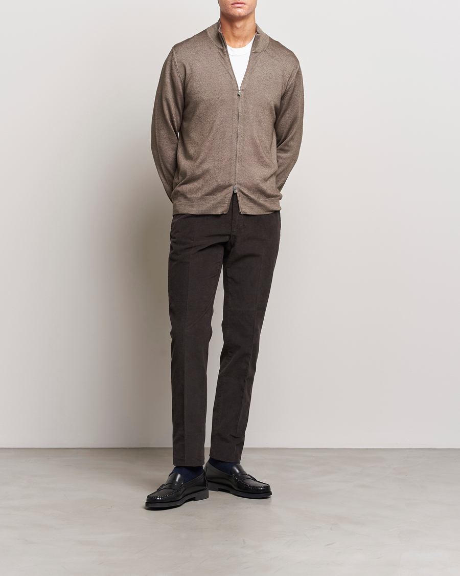 Herre | Trøjer | Gran Sasso | Vintage Merino Fashion Fit Full Zip Beige