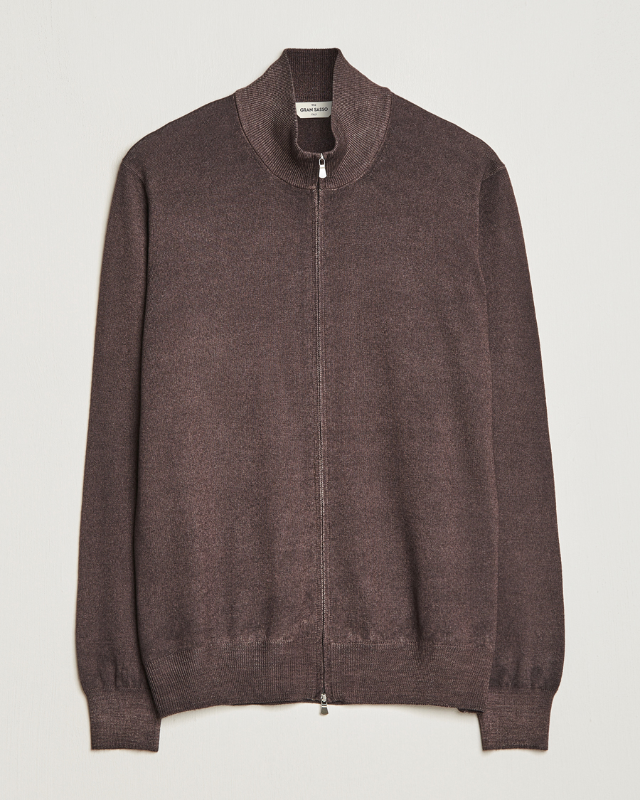 Herre | Trøjer | Gran Sasso | Vintage Merino Fashion Fit Full Zip Brown