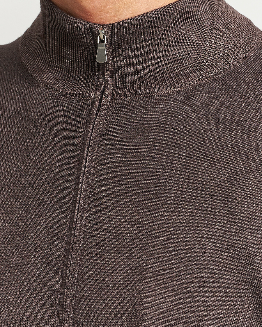 Herre | Trøjer | Gran Sasso | Vintage Merino Fashion Fit Full Zip Brown