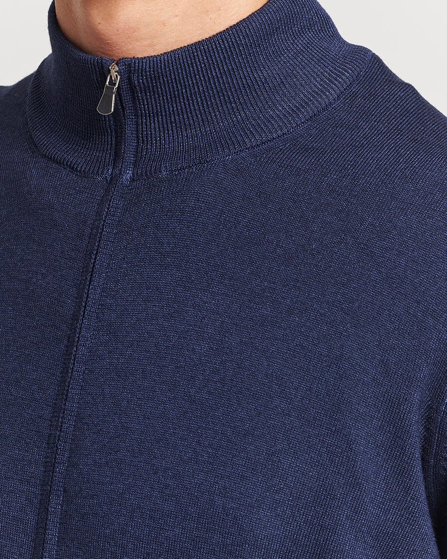 Herre | Trøjer | Gran Sasso | Vintage Merino Fashion Fit Full Zip Navy