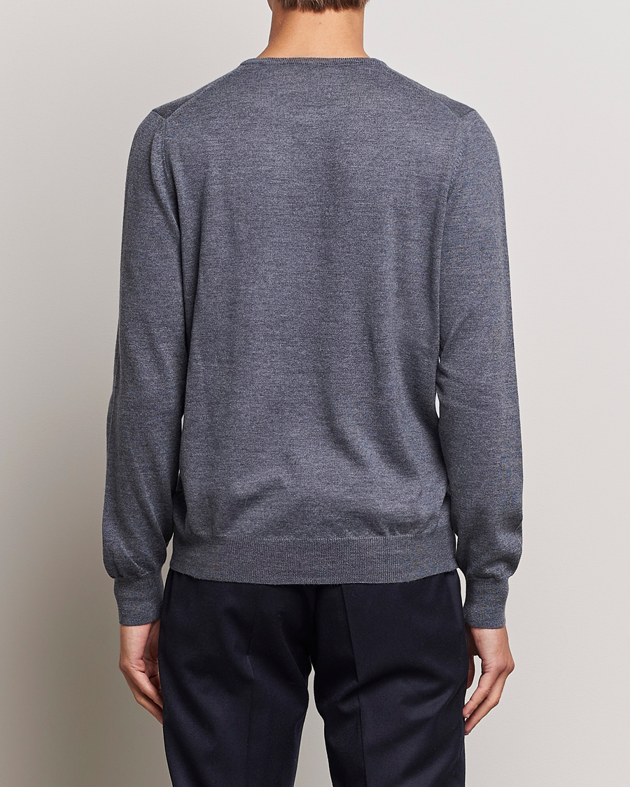 Herre | Trøjer | Gran Sasso | Merino Fashion Fit Crew Neck Pullover Grey Melange