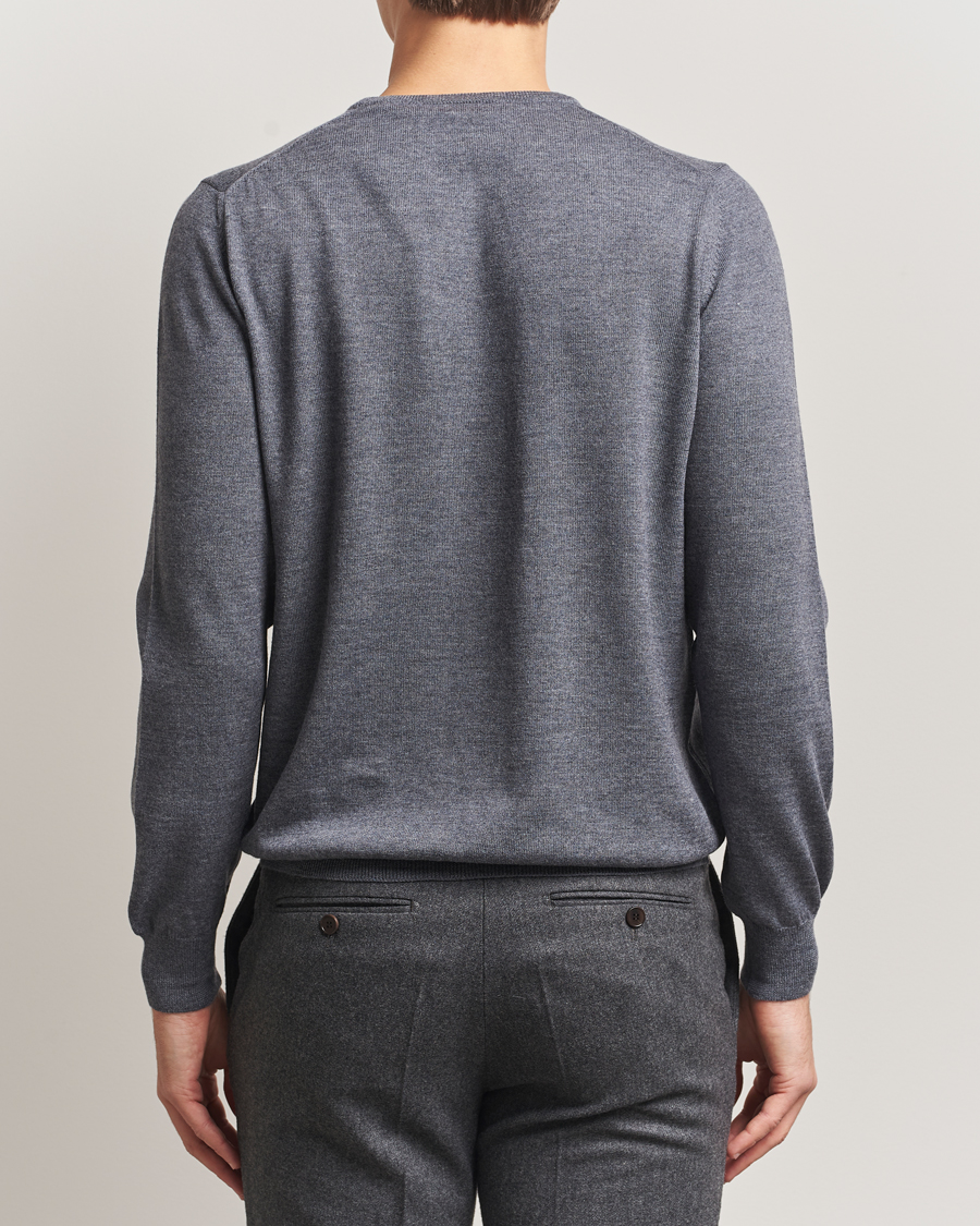 Herre | Trøjer | Gran Sasso | Merino Fashion Fit Crew Neck Pullover Grey Melange