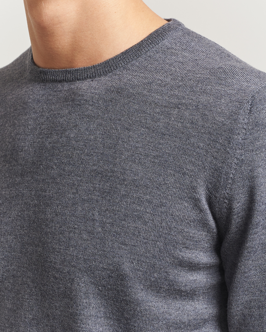 Herre | Trøjer | Gran Sasso | Merino Fashion Fit Crew Neck Pullover Grey Melange