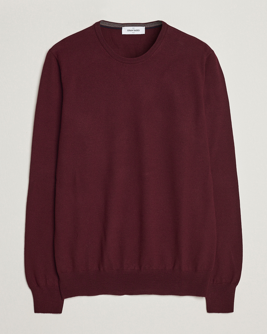 Herre | Trøjer | Gran Sasso | Merino Fashion Fit Crew Neck Pullover Burgundy