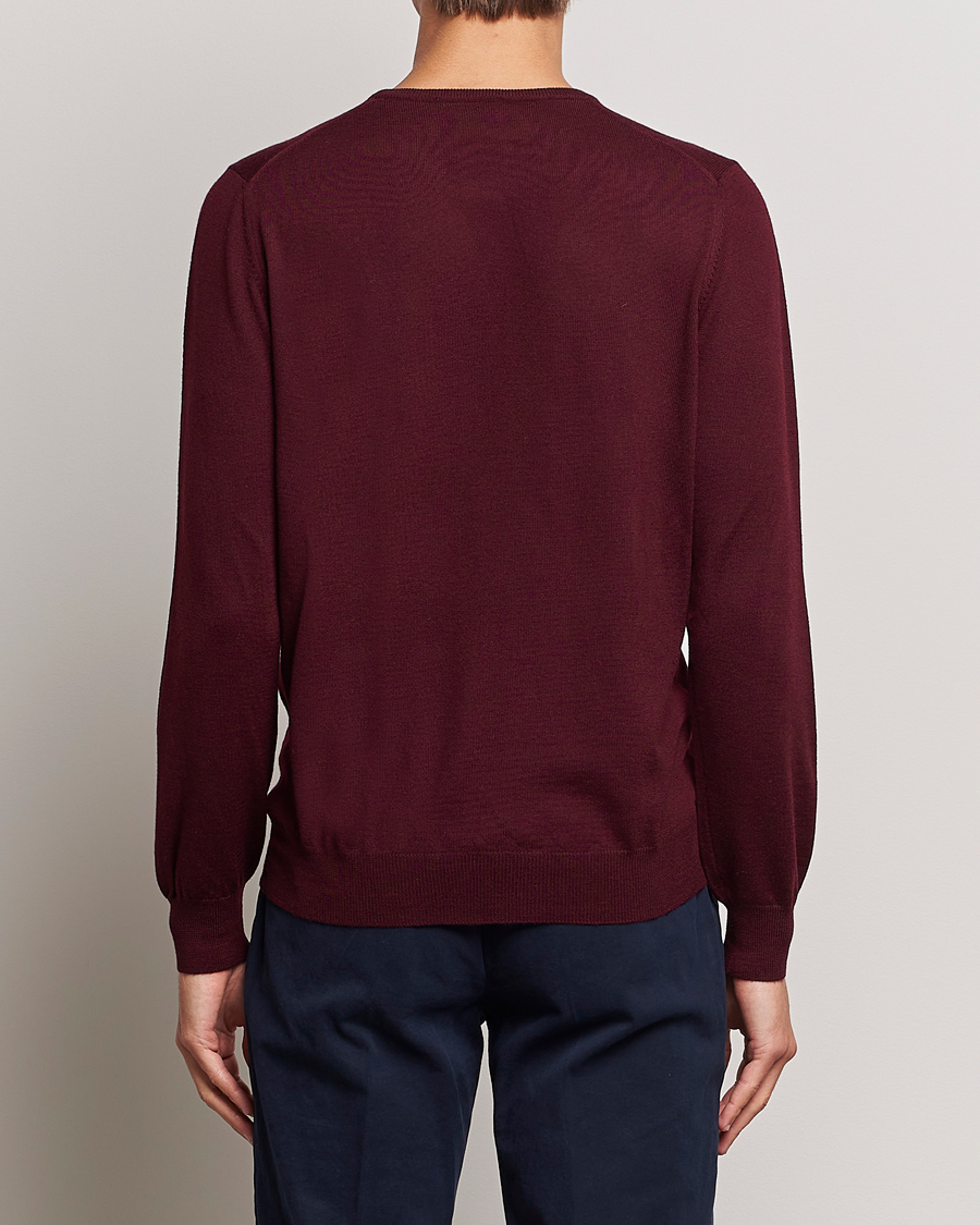 Herre | Trøjer | Gran Sasso | Merino Fashion Fit Crew Neck Pullover Burgundy