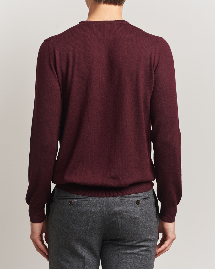 Herre | Trøjer | Gran Sasso | Merino Fashion Fit Crew Neck Pullover Burgundy