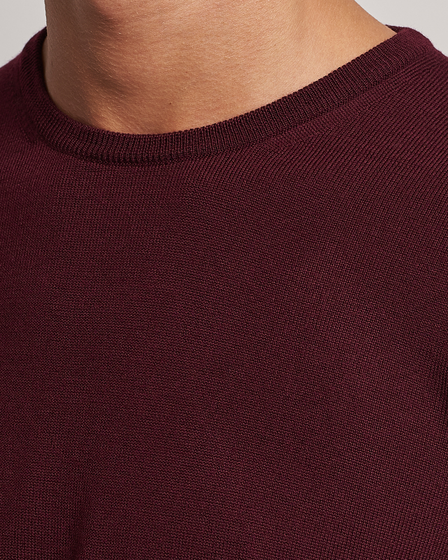 Herre | Trøjer | Gran Sasso | Merino Fashion Fit Crew Neck Pullover Burgundy
