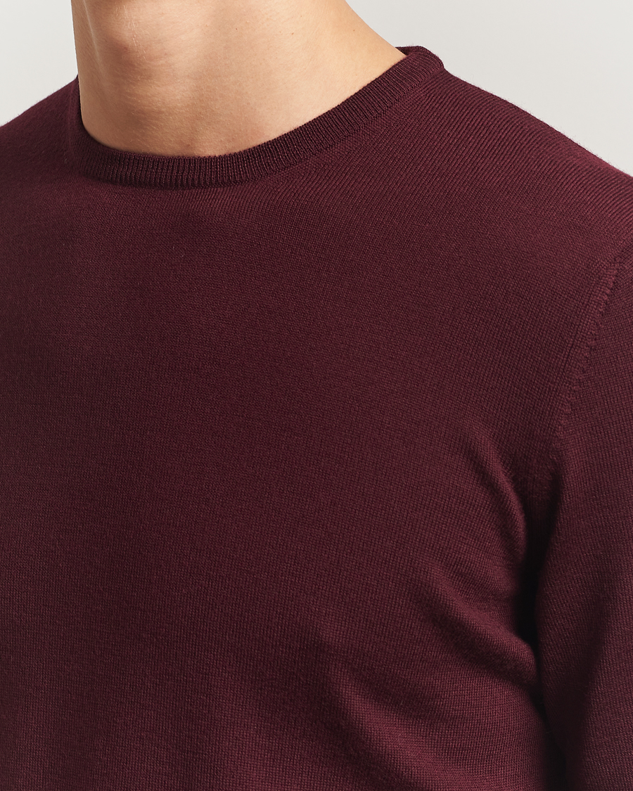 Herre | Trøjer | Gran Sasso | Merino Fashion Fit Crew Neck Pullover Burgundy