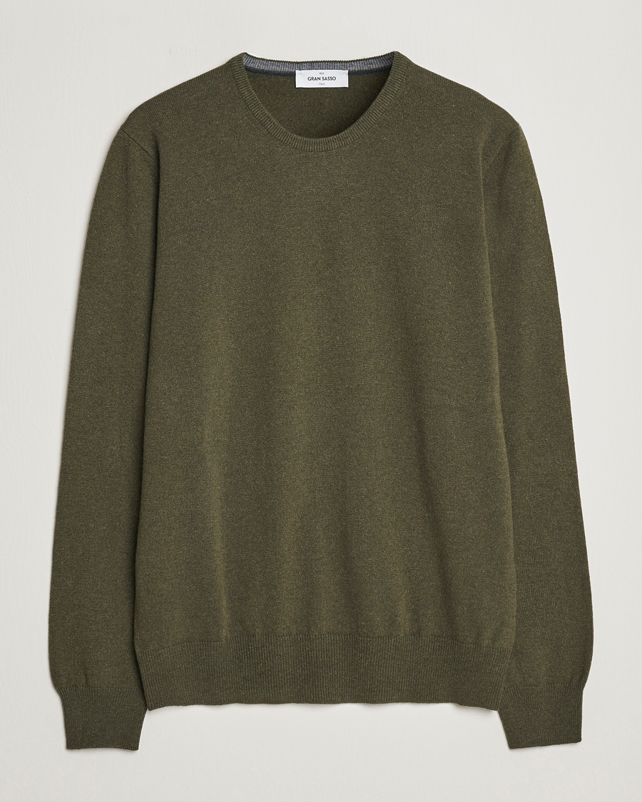 Herre | Trøjer | Gran Sasso | Wool/Cashmere Crew Neck Olive Green