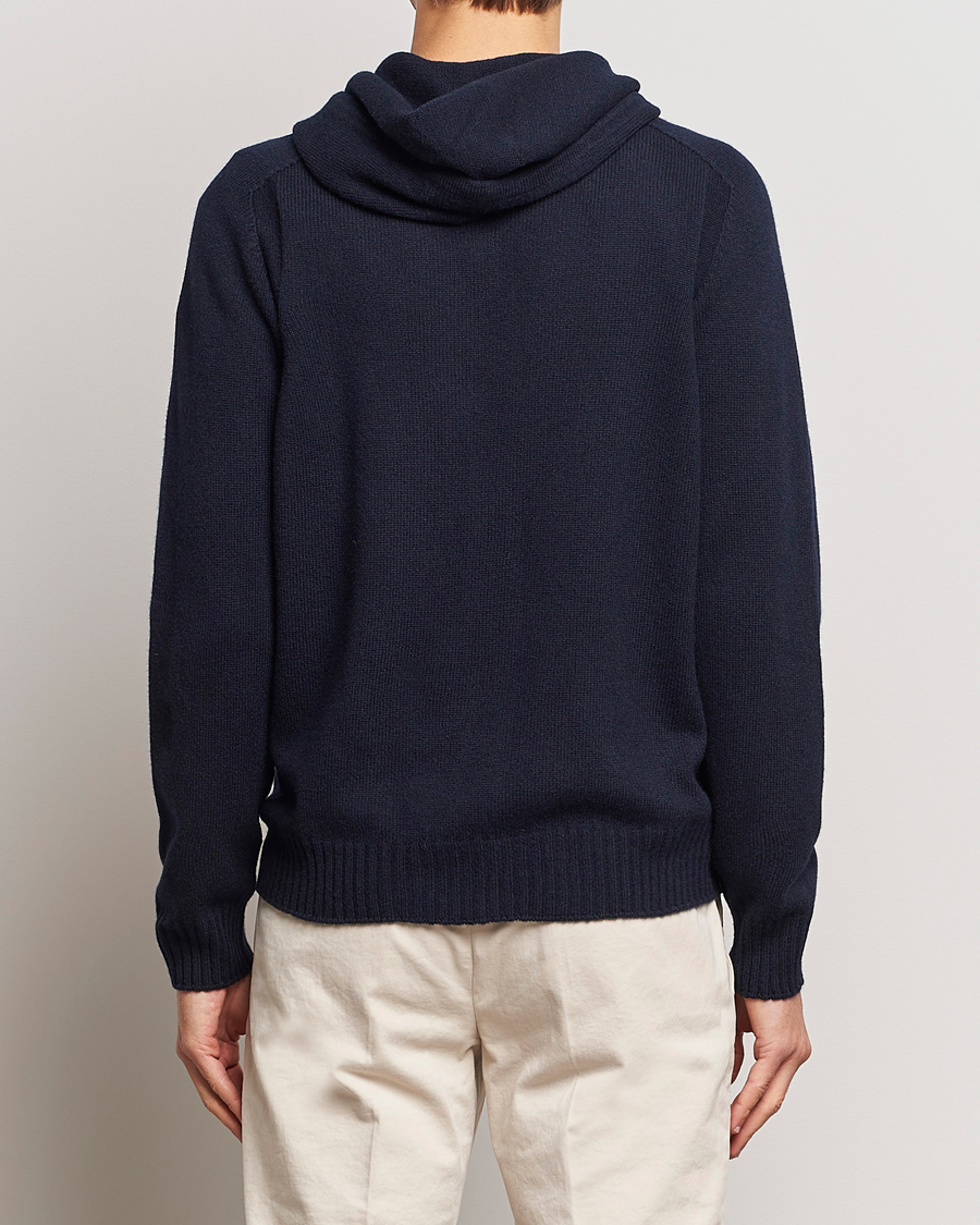 Herre | Trøjer | Gran Sasso | Full Zip Wool Hoodie Navy