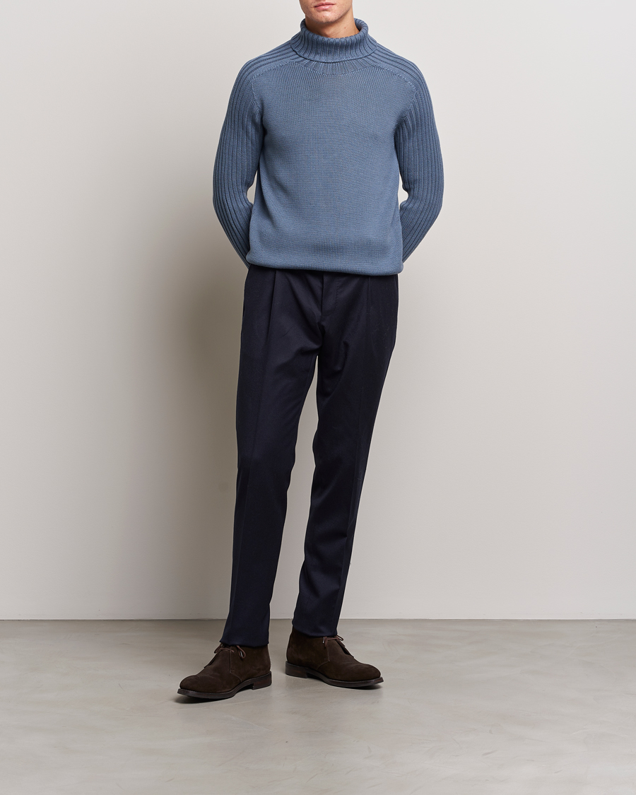 Herre | Trøjer | Gran Sasso | Rainwool Rollneck Dusty Blue