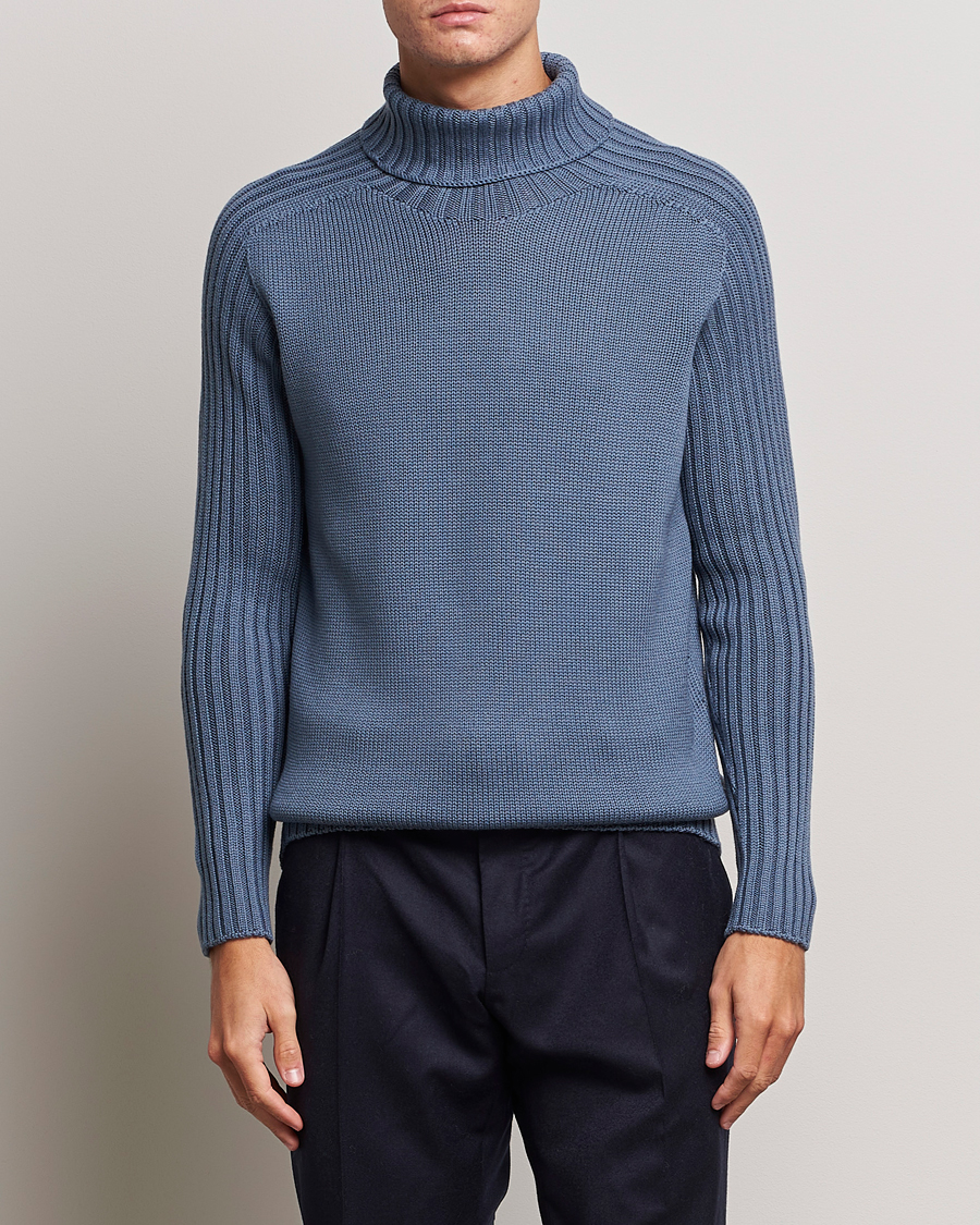 Herre | Rullekravetrøjer | Gran Sasso | Rainwool Rollneck Dusty Blue