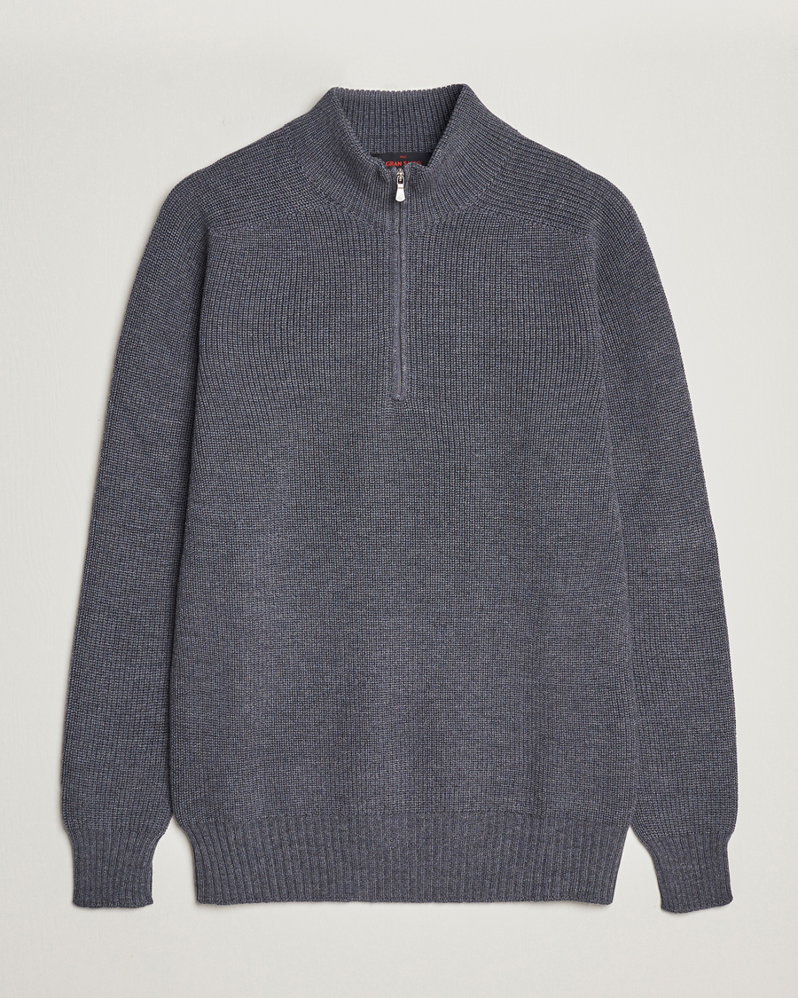 Herre | Trøjer | Gran Sasso | Rainwool Half Zip Grey Melange