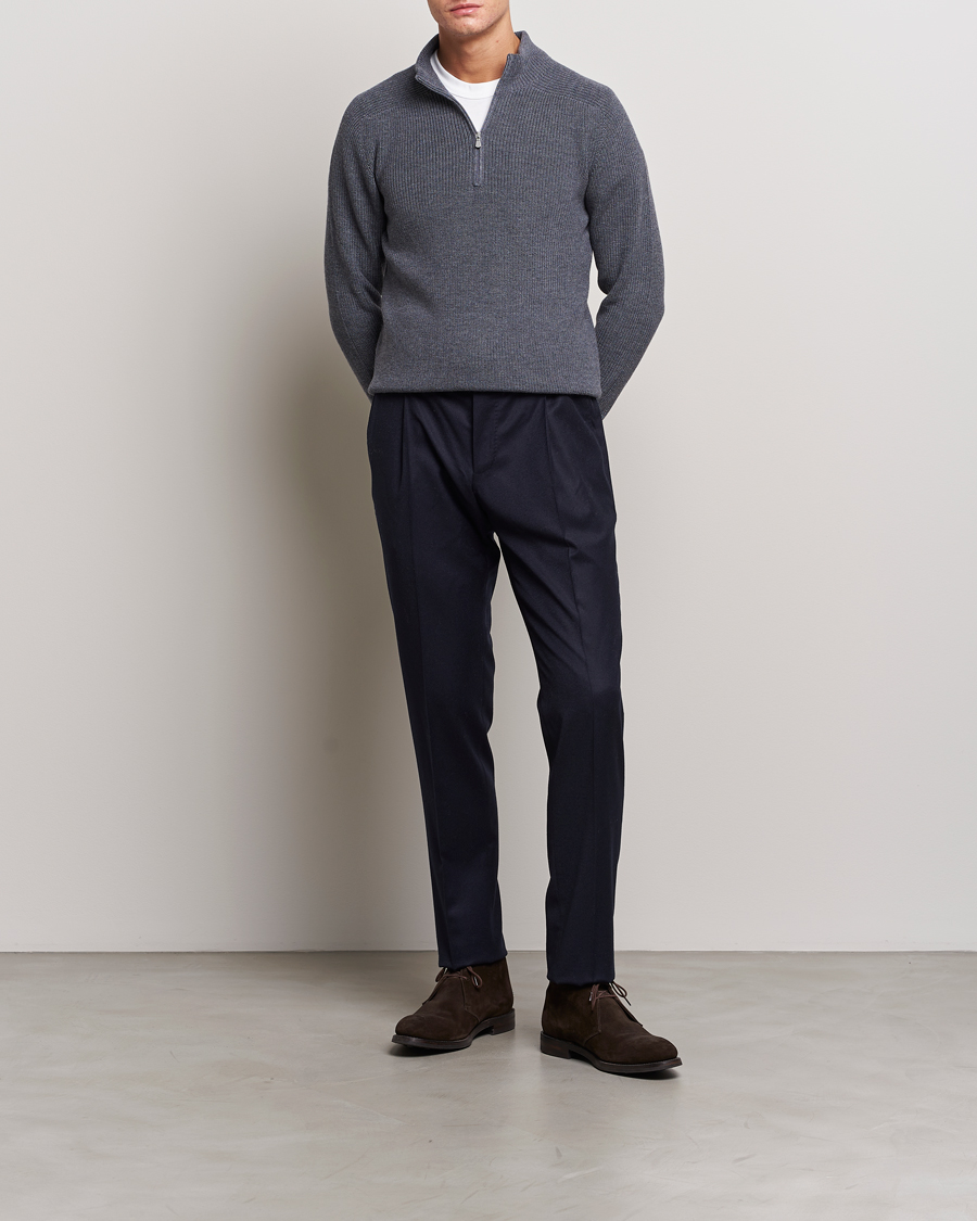 Herre | Trøjer | Gran Sasso | Rainwool Half Zip Grey Melange
