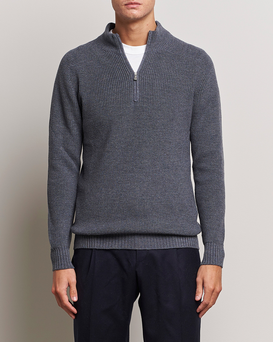 Herre | Trøjer | Gran Sasso | Rainwool Half Zip Grey Melange