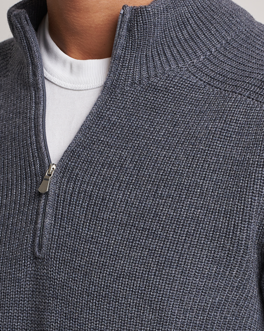 Herre | Trøjer | Gran Sasso | Rainwool Half Zip Grey Melange