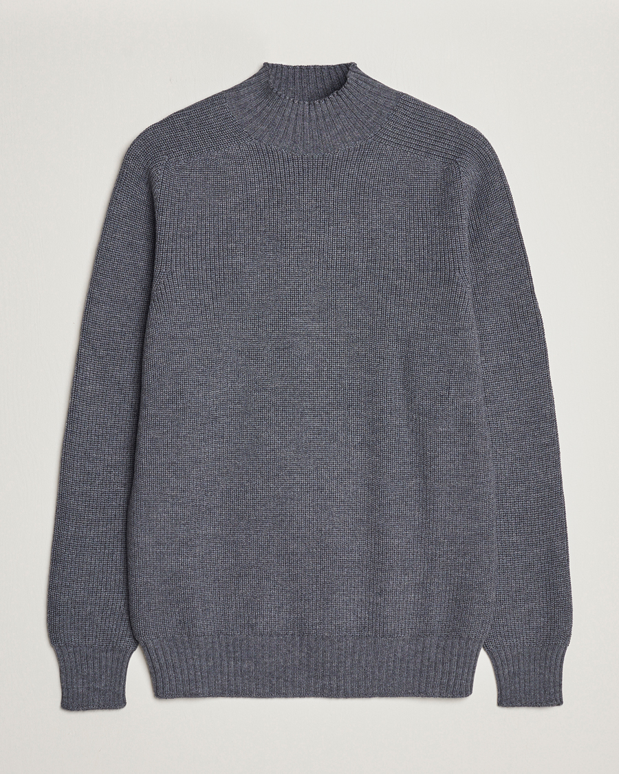 Herre | Trøjer | Gran Sasso | Rainwool Mock Neck Grey Melange