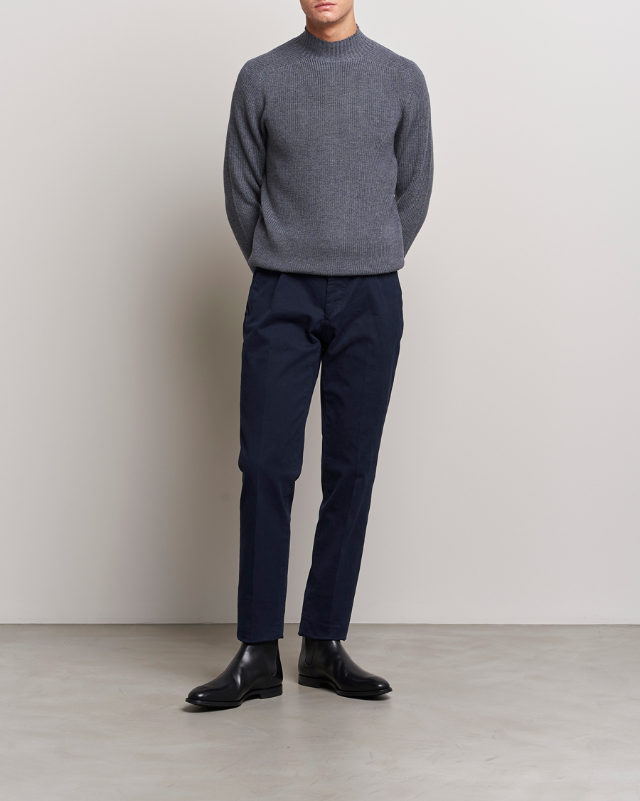 Herre | Trøjer | Gran Sasso | Rainwool Mock Neck Grey Melange
