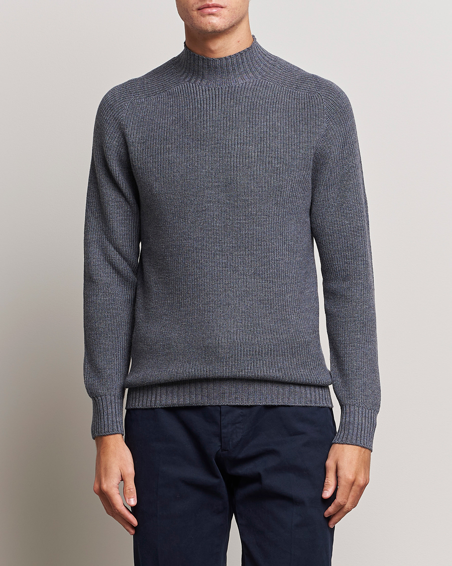 Herre | Trøjer | Gran Sasso | Rainwool Mock Neck Grey Melange