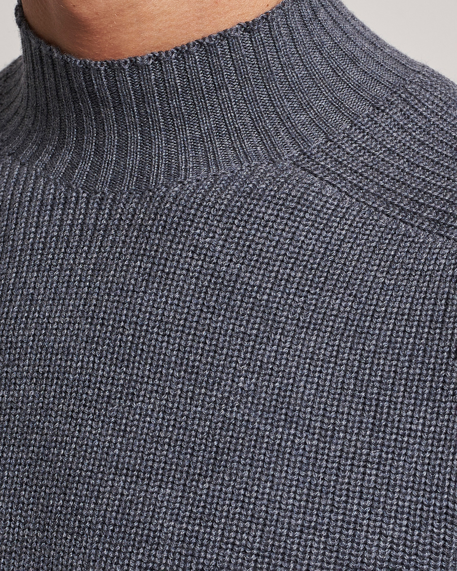 Herre | Trøjer | Gran Sasso | Rainwool Mock Neck Grey Melange