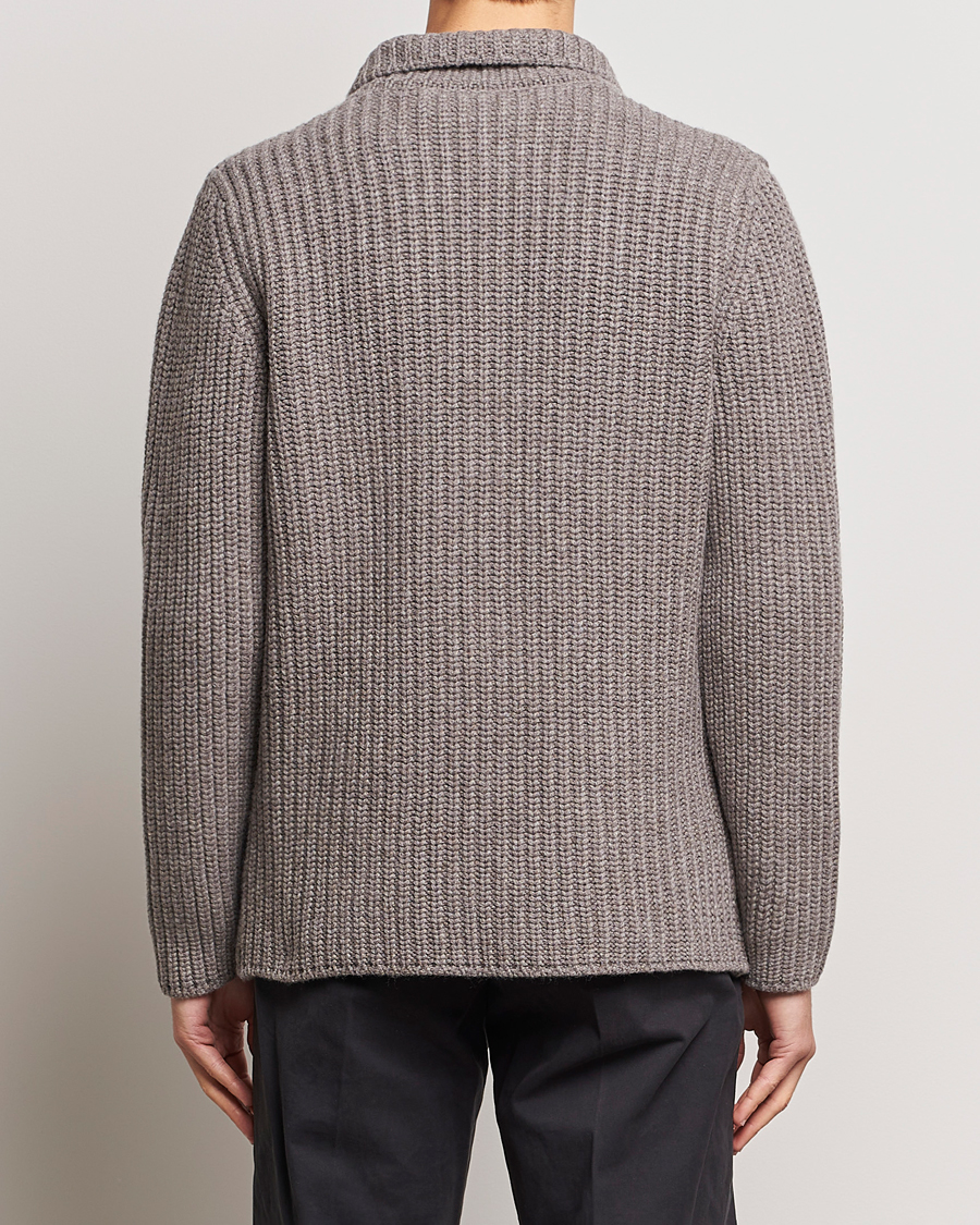 Herre | Trøjer | Gran Sasso | Heavy Wool Knitted Blazer Cardigan Taupe Melange