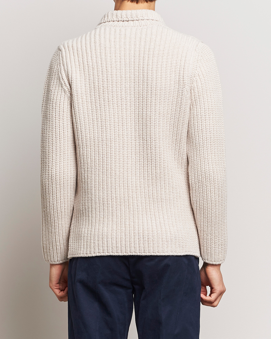 Herre | Trøjer | Gran Sasso | Heavy Wool Knitted Blazer Cardigan Off White