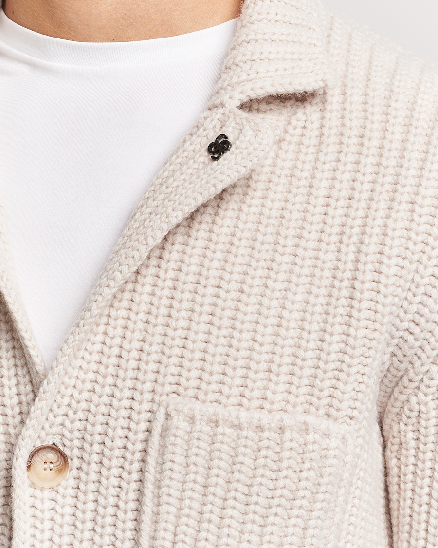 Herre | Trøjer | Gran Sasso | Heavy Wool Knitted Blazer Cardigan Off White
