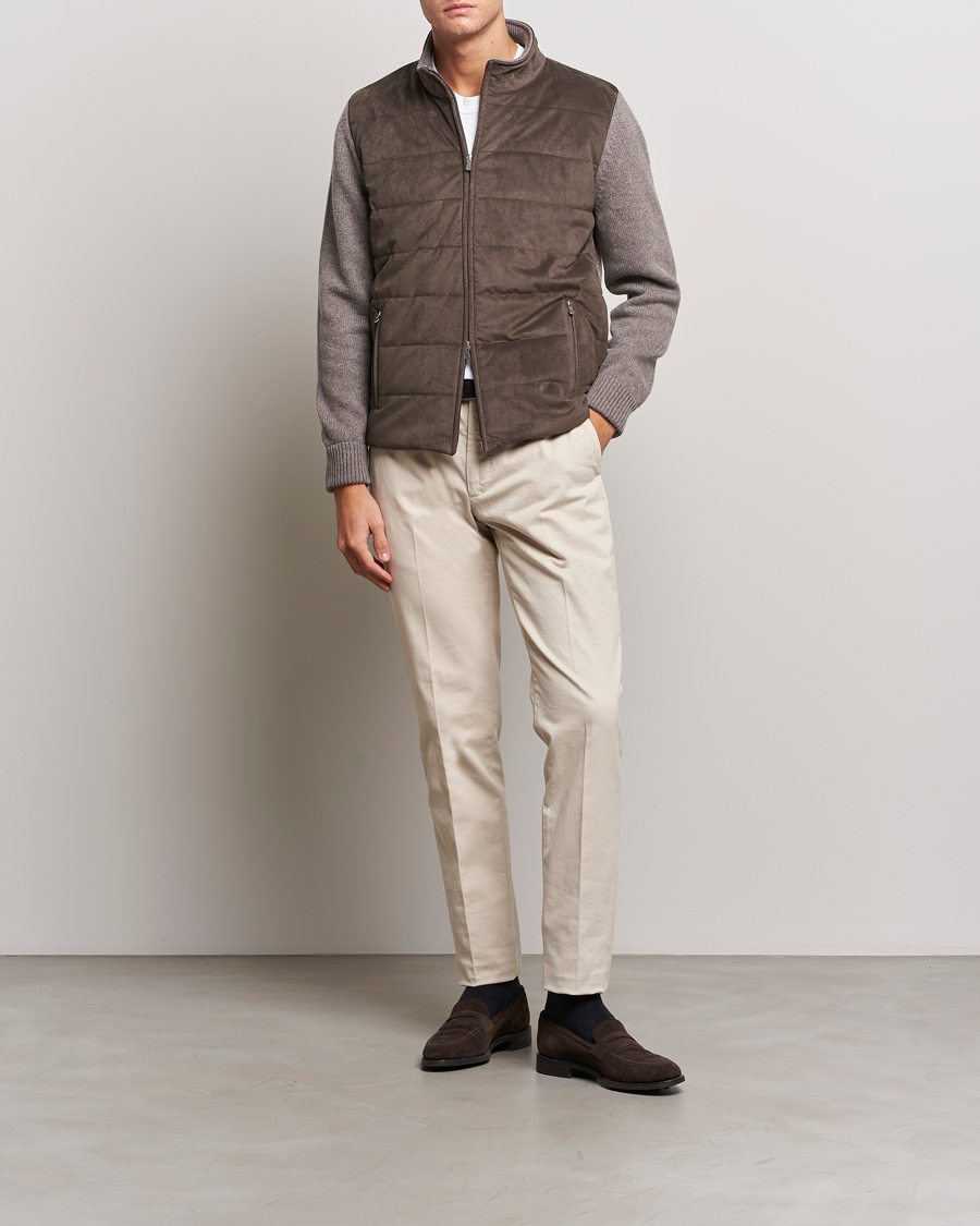Herre | Trøjer | Gran Sasso | Wool/Alcantara Full Zip Grey