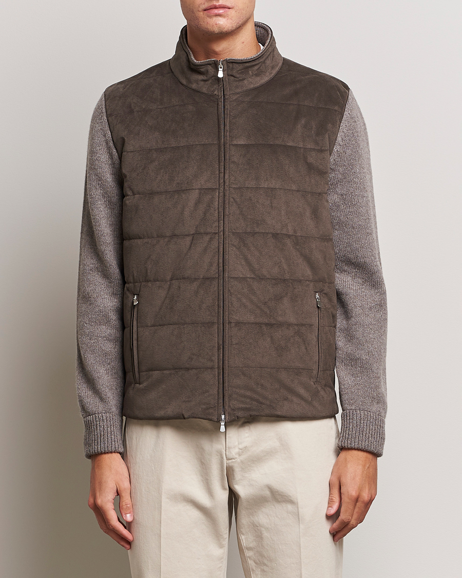 Herre | Hybridjakker | Gran Sasso | Wool/Alcantara Full Zip Grey