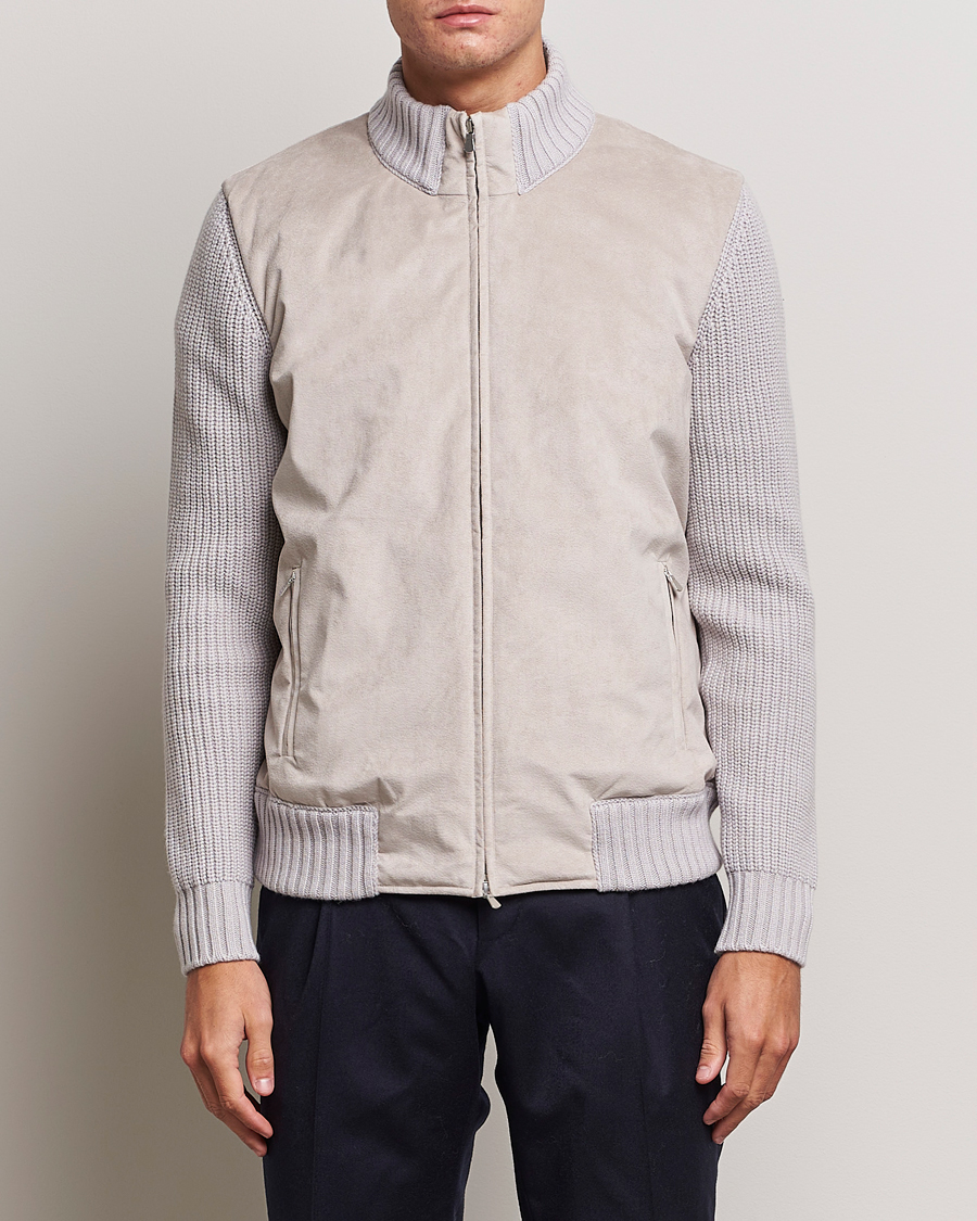 Herre | Jakker | Gran Sasso | Wool/Alcantara Padded Full Zip Sand/Creme