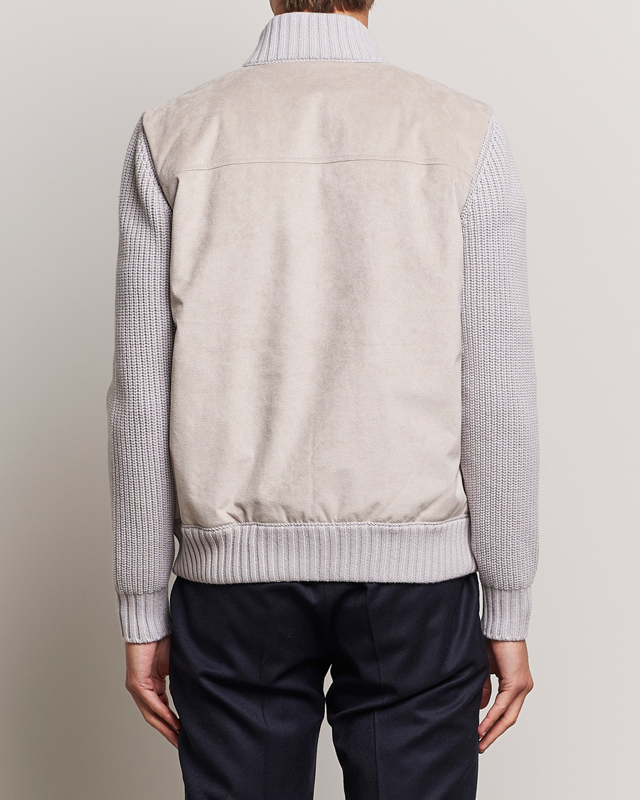 Herre | Jakker | Gran Sasso | Wool/Alcantara Padded Full Zip Sand/Creme