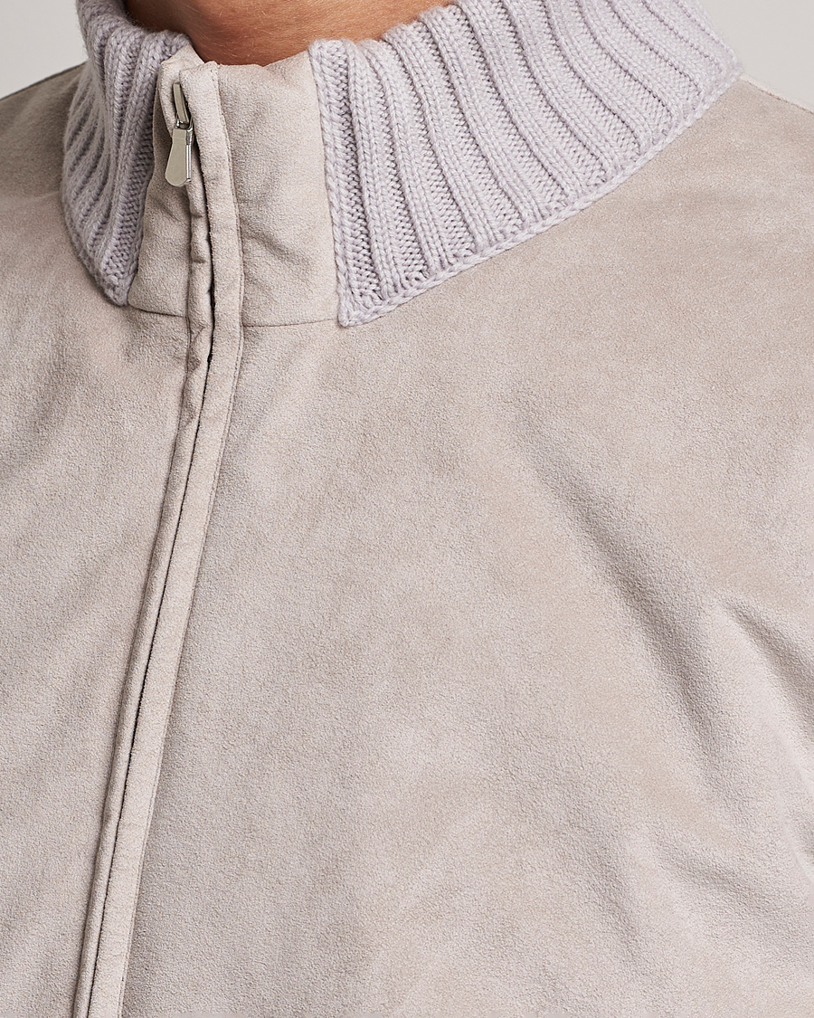 Herre | Jakker | Gran Sasso | Wool/Alcantara Padded Full Zip Sand/Creme