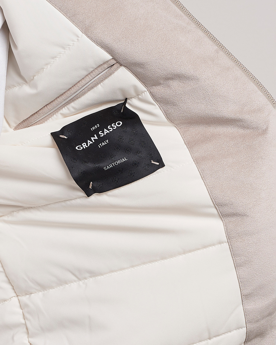 Herre | Jakker | Gran Sasso | Wool/Alcantara Padded Full Zip Sand/Creme