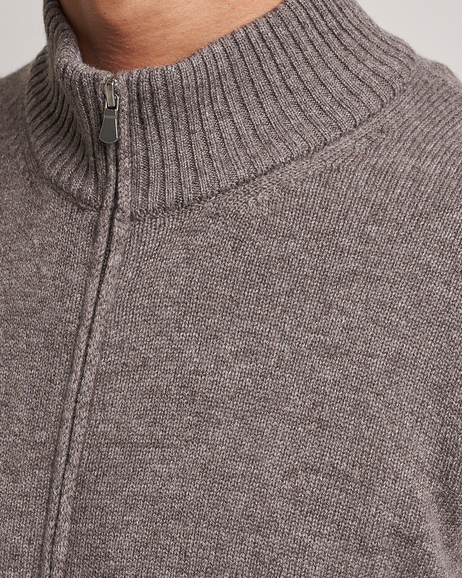 Herre | Trøjer | Gran Sasso | Wool/Cashmere Full Zip Light Brown Melange