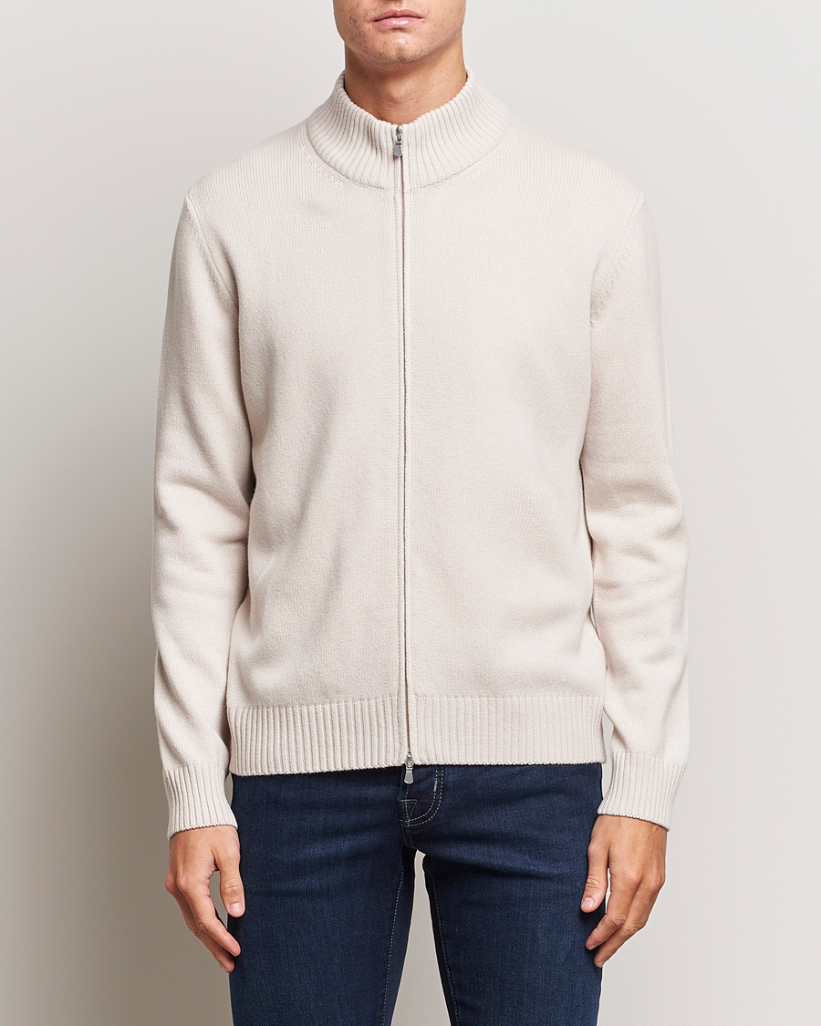 Herre | Full-zip | Gran Sasso | Wool/Cashmere Full Zip Creme