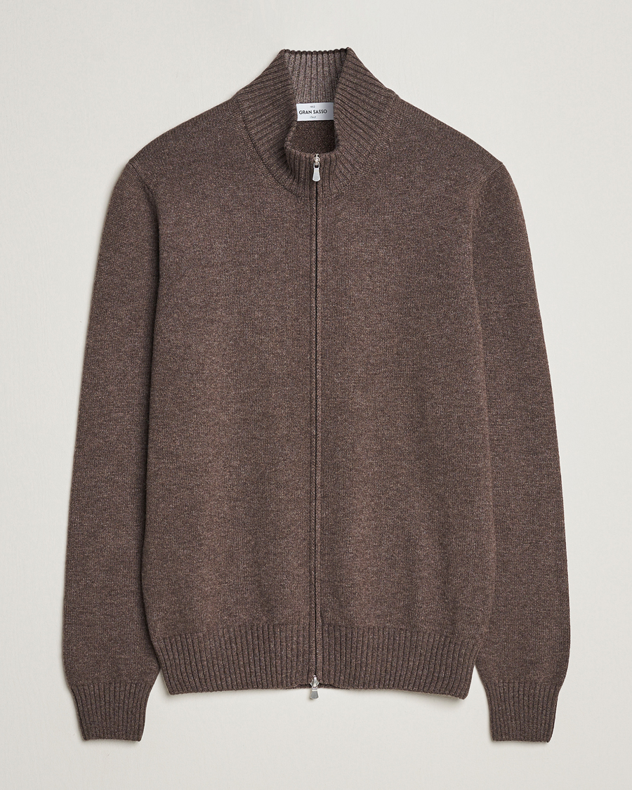 Herre | Trøjer | Gran Sasso | Wool/Cashmere Full Zip Brown Melange