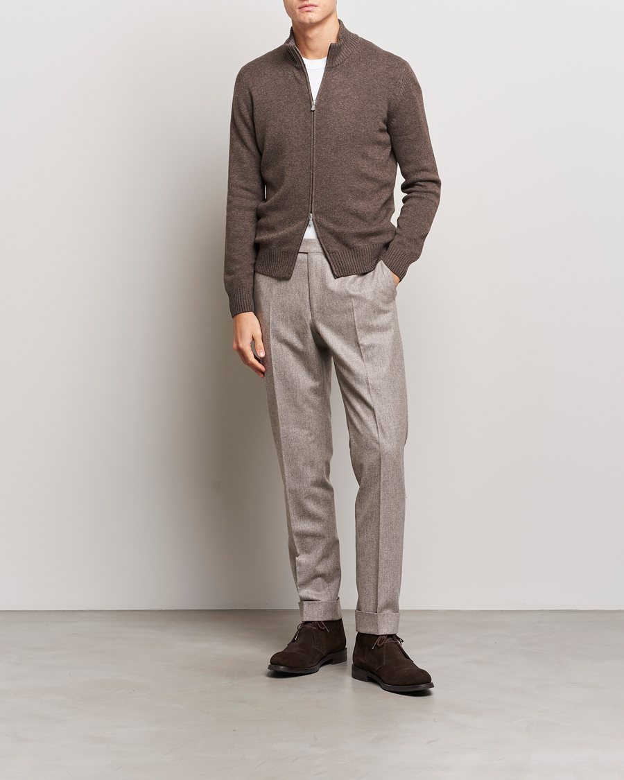 Herre | Trøjer | Gran Sasso | Wool/Cashmere Full Zip Brown Melange
