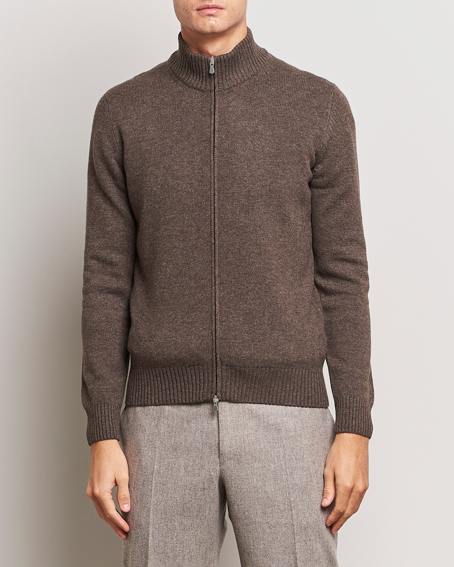 Herre | Trøjer | Gran Sasso | Wool/Cashmere Full Zip Brown Melange