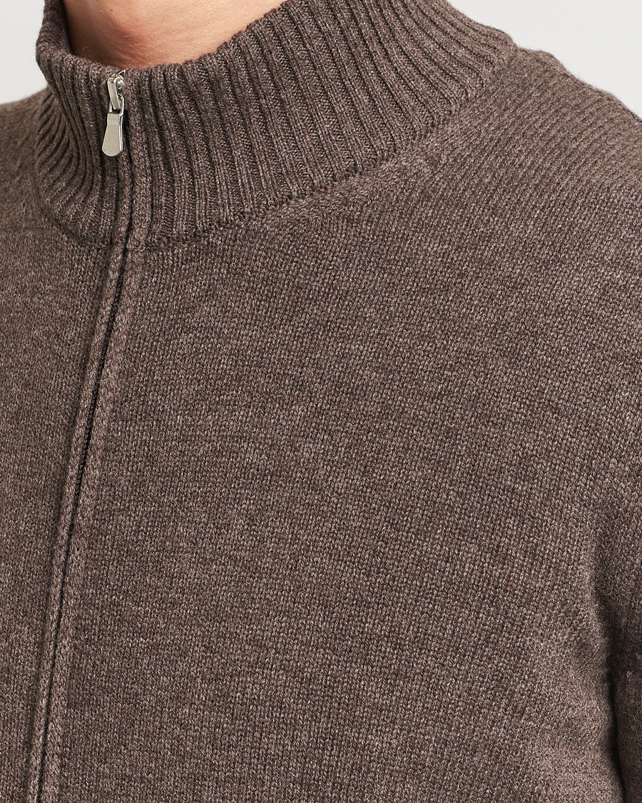Herre | Trøjer | Gran Sasso | Wool/Cashmere Full Zip Brown Melange