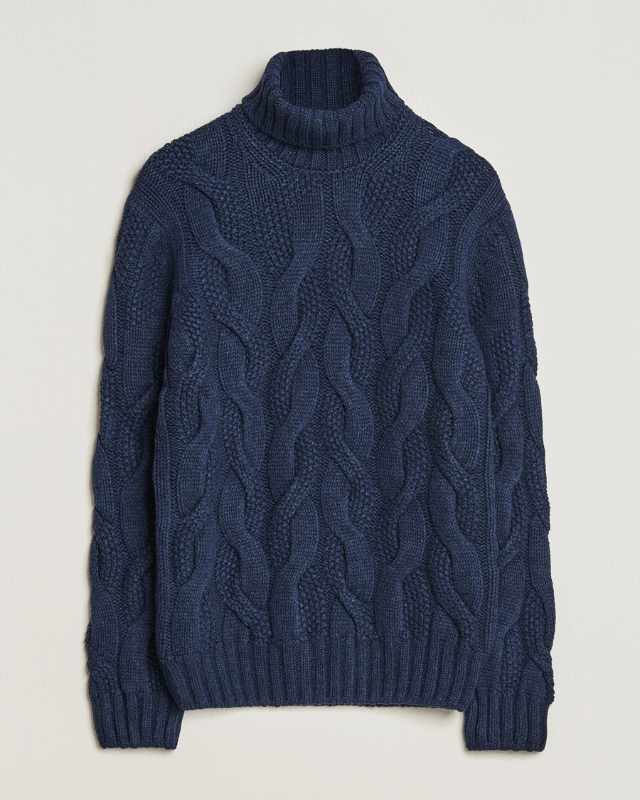 Herre | Trøjer | Gran Sasso | Wool/Cashmere Heavy Knitted Structured Polo Navy