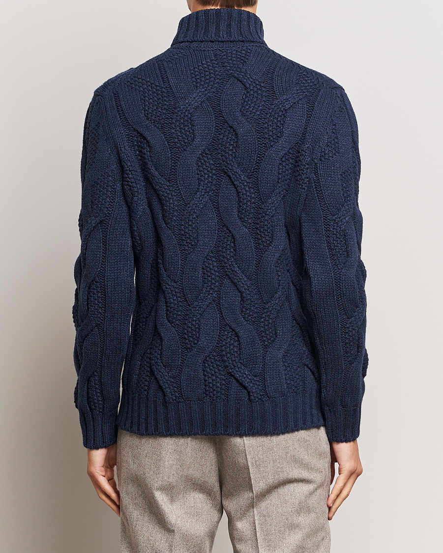 Herre | Trøjer | Gran Sasso | Wool/Cashmere Heavy Knitted Structured Polo Navy